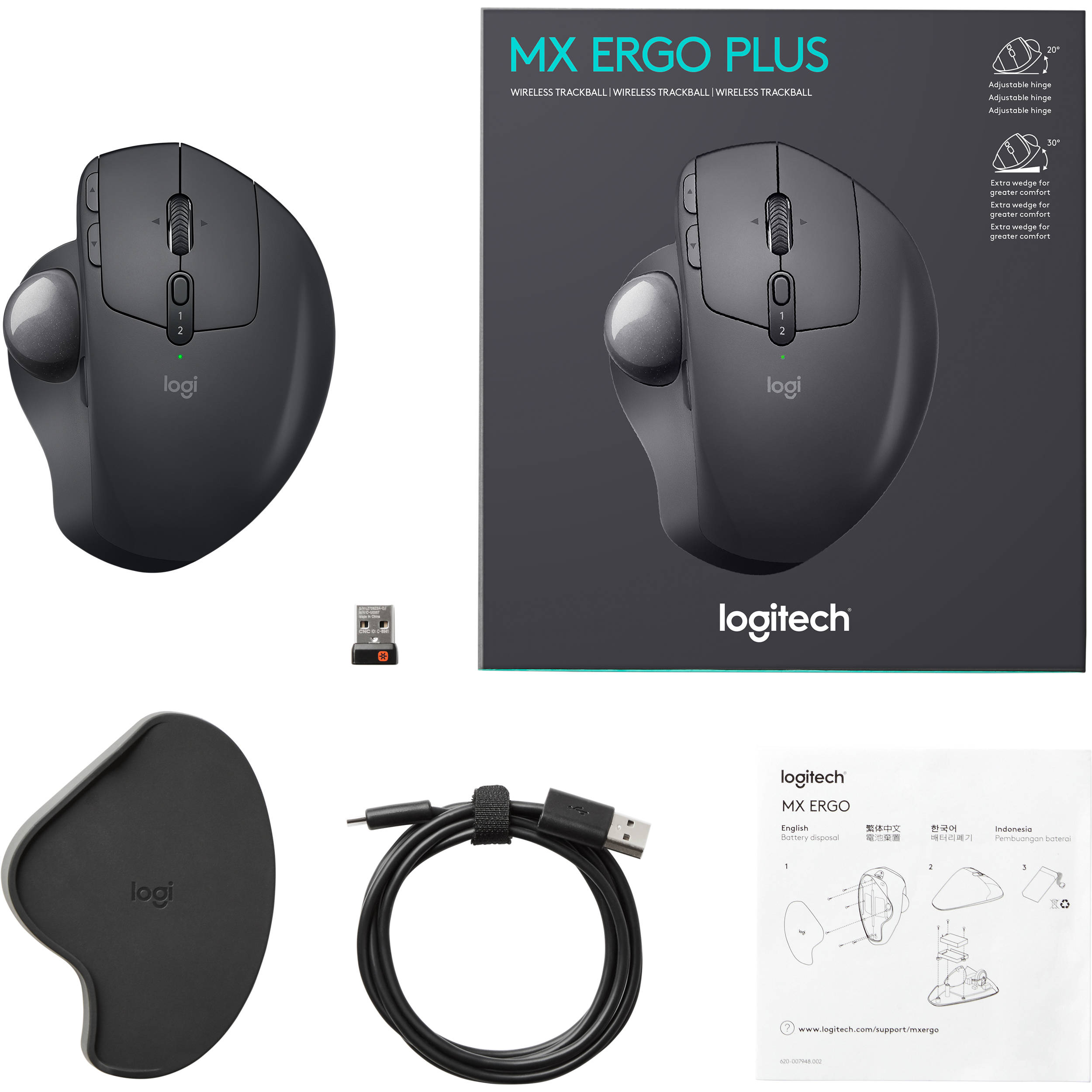 Logitech wireless ergonomic mouse rechargeable mx ergo user manual instructions